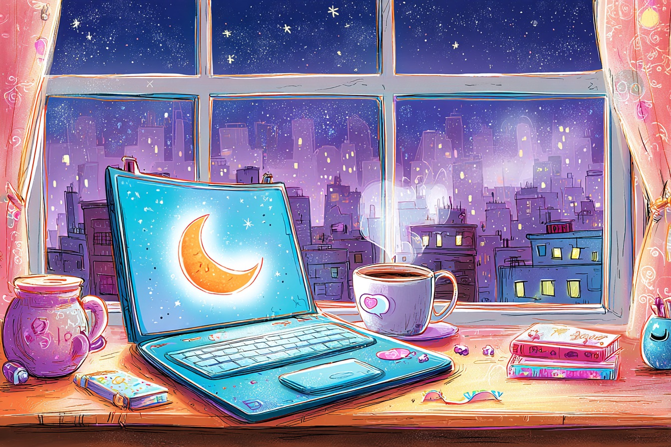 a laptop glowing at 3am — someone is building something with love